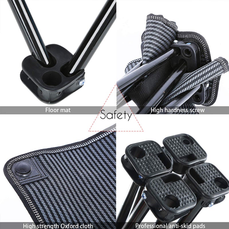 XinChangShangMao Mini Chair Folding Camping Stool Outdoor Portable Stools Lightweight with Carry Bag, Support 220 lbs, Black - Image 3